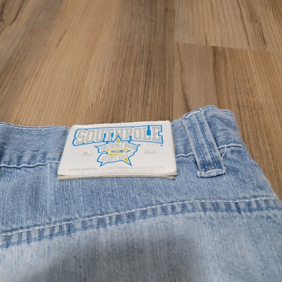 Vintage Y2K Southpole Jean Shorts Mens 40 Baggy Loose Checkered Blue Faded - Picture 6 of 9